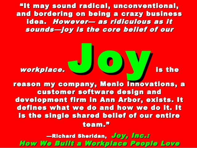 Joy Inc How We Built a Workplace People Love